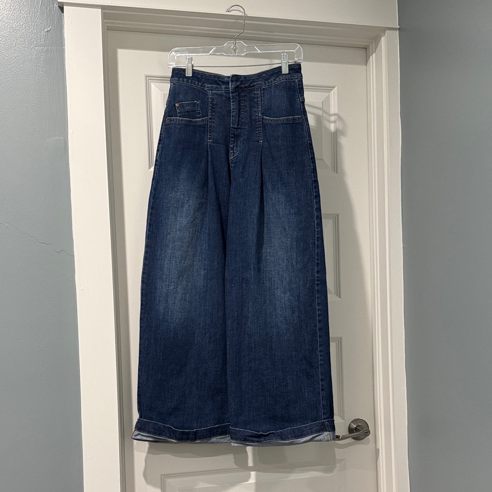 Pilcro Wide Leg Dark Blue Denim Jeans